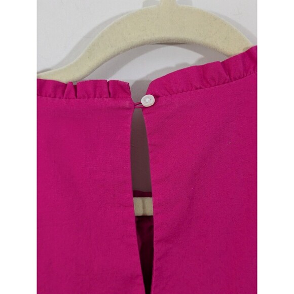 J.CREW Factory Hot Pink Shirred Tiered Sleeveless Ruffle Midi Dress Size 4 - Picture 7 of 8